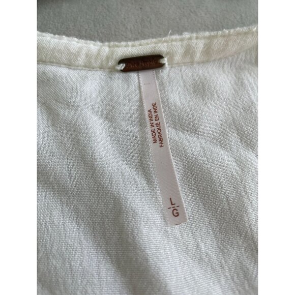 Boho Chic White Tunic Blouse Crochet Detailing & Balloon Sleeves Womens Size L - Picture 6 of 11